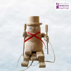 Bałwan na sankach - drewniany 20 cm